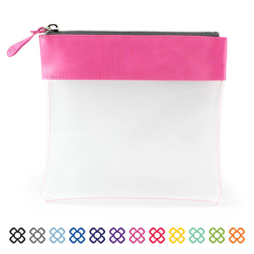 Clear Zipped Travel Pouch with a choice of colours to the top trim.